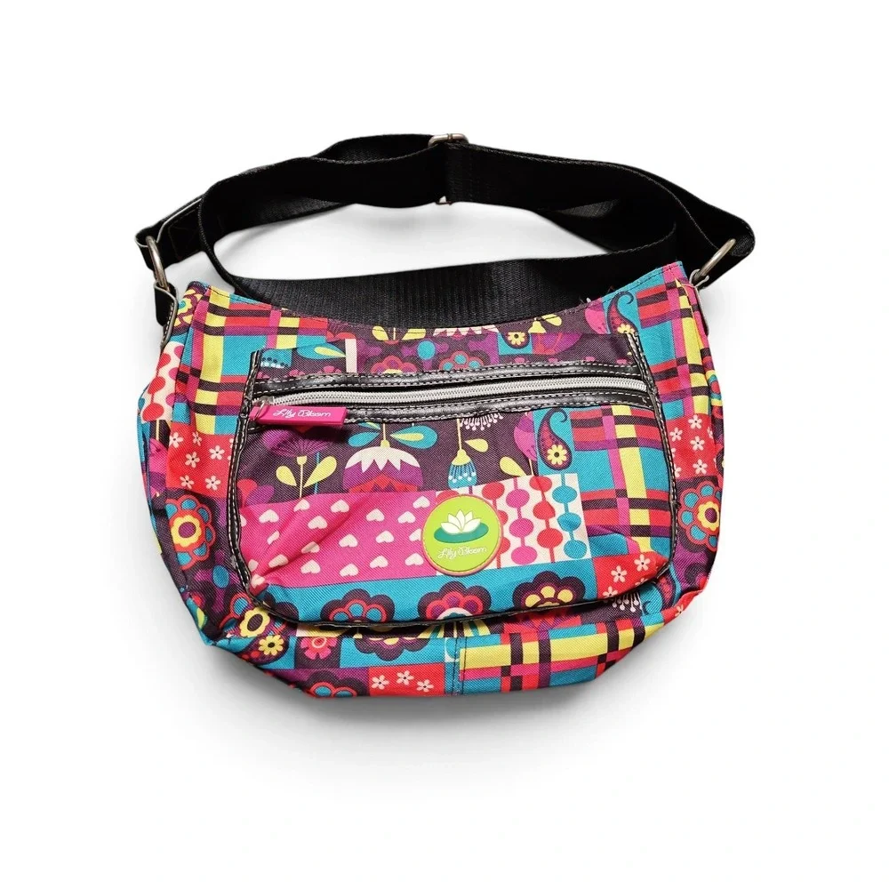 Lily Bloom Crossbody Bag Multi Color Floral Patchwork Recycled Fabric Messenger